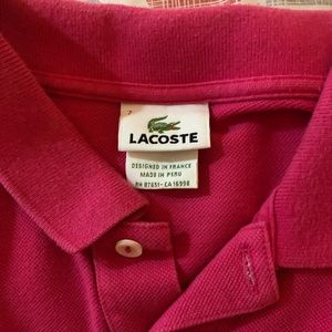 Lacoste pink men’s dress shirt LARGE